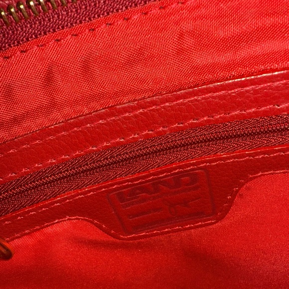 LAND Red Leather Snakeskin Glossy Cowhide Crossbody Bag w Gold Fringe Tassle EUC - Picture 10 of 13